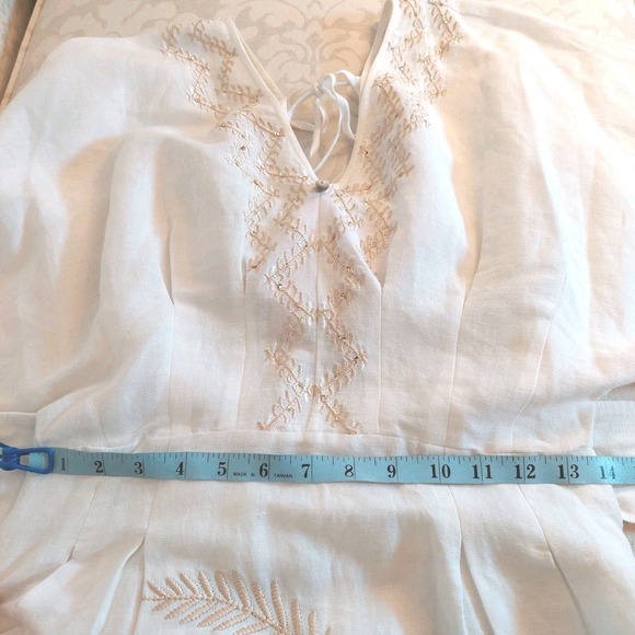 NEW! Calypso St. Barth Penelope Linen Embroidered Maxi Dress White Palm S $425 - Picture 13 of 16